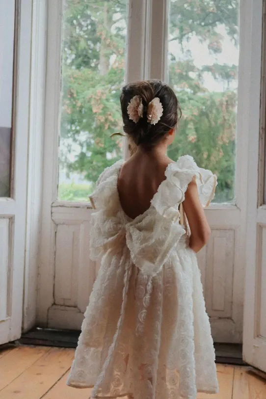 Šaty Konges Sløjd CELEBRATION CIANNA FLOWER DRESS mini béžová KS103564