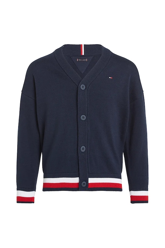 Tommy Hilfiger kardigan bawełniany dziecięcy KB0KB08891.PPYA granatowy SS25