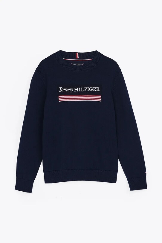 Παιδικό βαμβακερό πουλόβερ Tommy Hilfiger KB0KB09344.104.122.PPYA σκούρο μπλε SS25