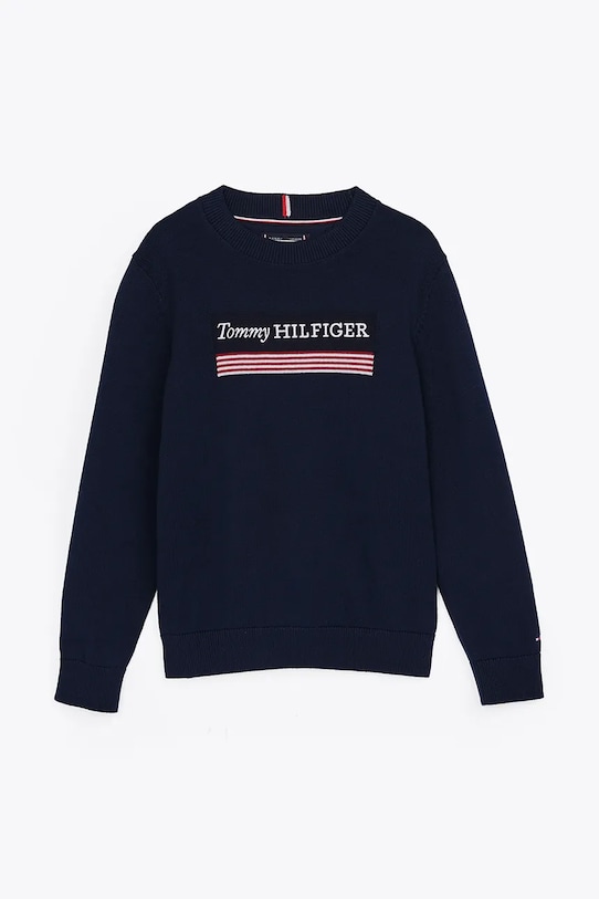 Dětský bavlněný svetr Tommy Hilfiger KB0KB09344.128.176.PPYA námořnická modř SS25