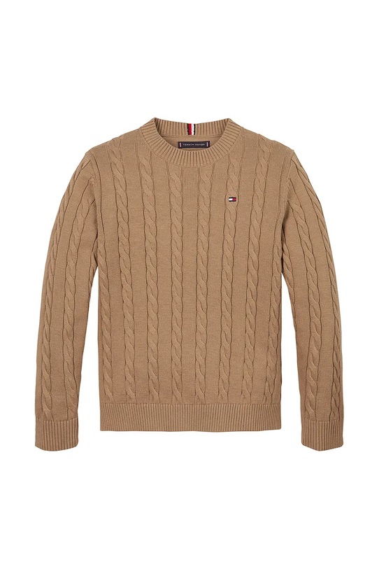 Detský bavlnený sveter Tommy Hilfiger KB0KB09348.PPYA hnedá SS25