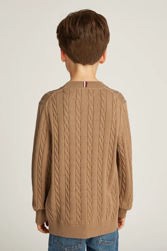 Detský bavlnený sveter Tommy Hilfiger hnedá KB0KB09348.PPYA