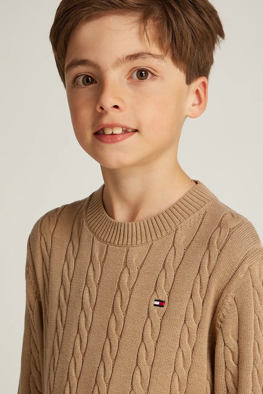 Detský bavlnený sveter Tommy Hilfiger KB0KB09348.PPYA hnedá