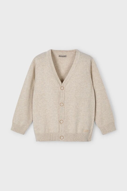 Детский хлопковый кардиган Mayoral 3372.5A.Mini.PPYA бежевый SS25