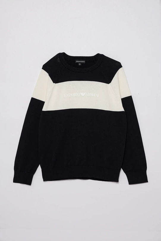 Emporio Armani sweter bawełniany dziecięcy EB000291.AF13951 granatowy SS25