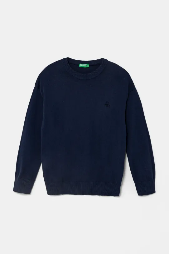 United Colors of Benetton pulover de bumbac pentru copii uni bleumarin 1098C107W.G.Seasonal