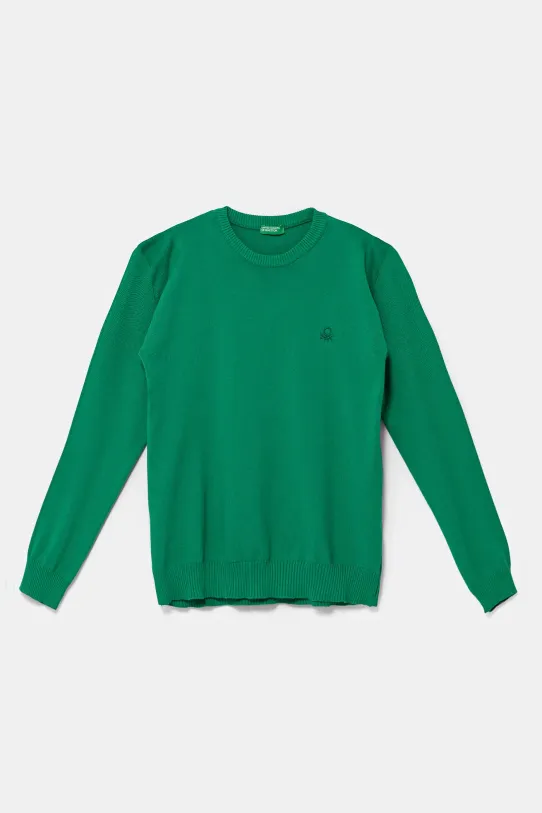 United Colors of Benetton pulover de bumbac pentru copii uni verde 1098C107W.G.Seasonal