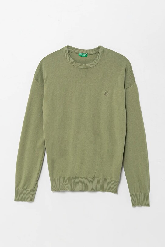 United Colors of Benetton pulover de bumbac pentru copii uni verde 1098C107W.G.Seasonal