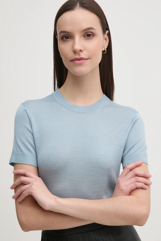 Svetr s příměsí vlny Calvin Klein modrá K20K207935