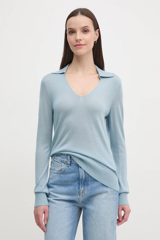 Светр з домішкою вовни Calvin Klein з додаванням вовни блакитний K20K208029
