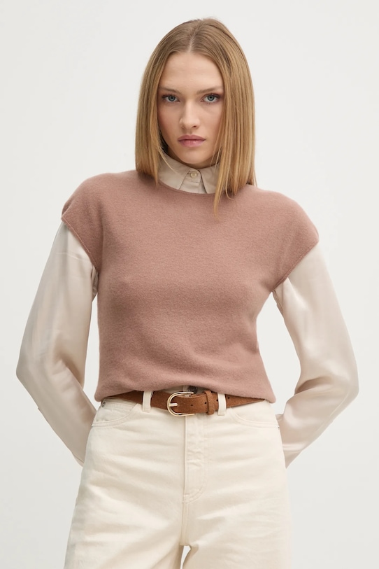 Sveter Calvin Klein vlna hnedá K20K208097