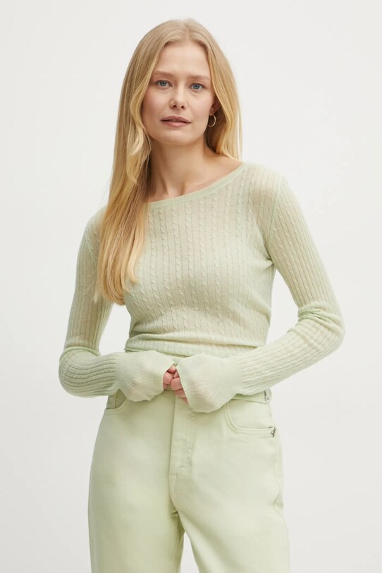 Patrizia Pepe sweter wełniany półgolf zielony 8K0264.K034