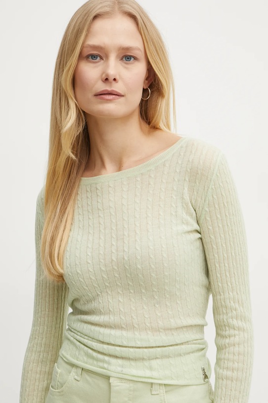 Шерстяной свитер Patrizia Pepe зелёный 8K0264.K034