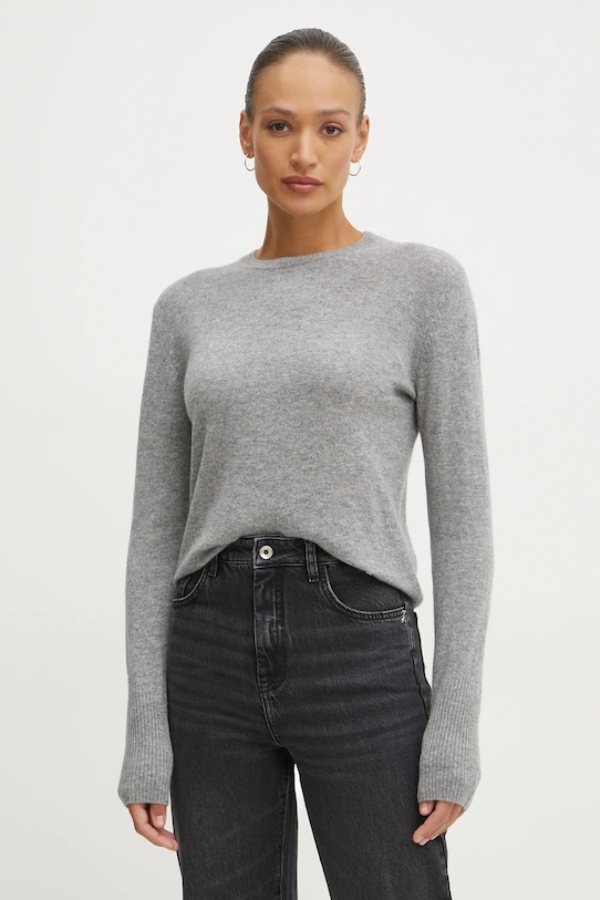Patrizia Pepe sweter kaszmirowy okrągły szary 8K0269.K247