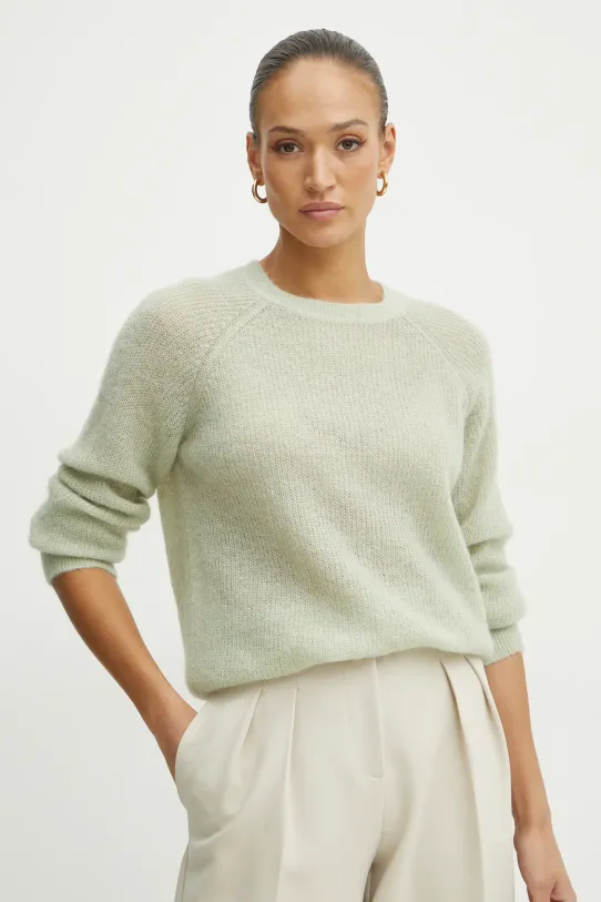 Patrizia Pepe sweter wełniany okrągły zielony 8K0283.K248