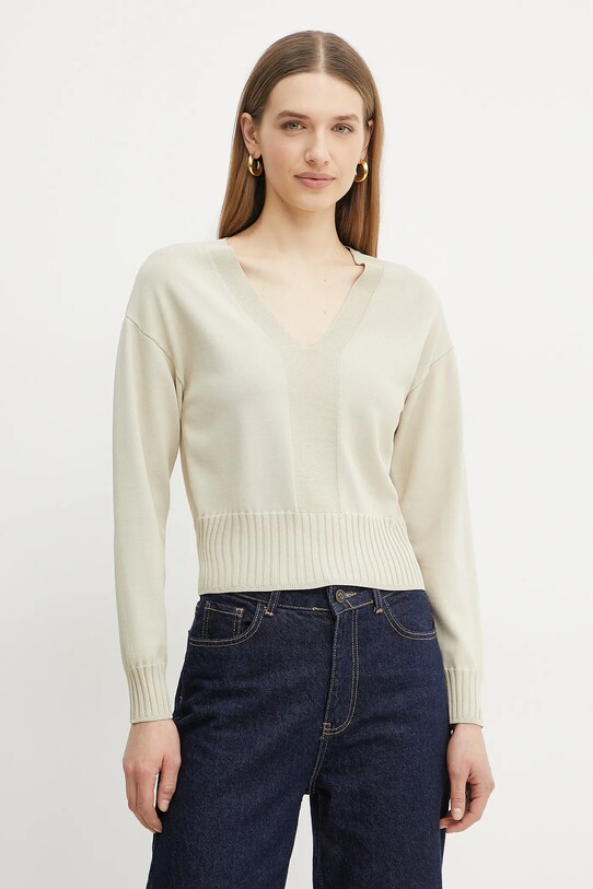 Svetr Armani Exchange V výstřih béžová XW000117.AF10352
