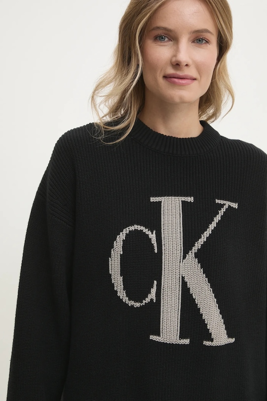 Βαμβακερό πουλόβερ Calvin Klein Jeans μαύρο J20J224799