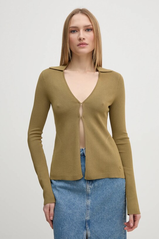 Kardigan Calvin Klein Jeans zelená J20J224800