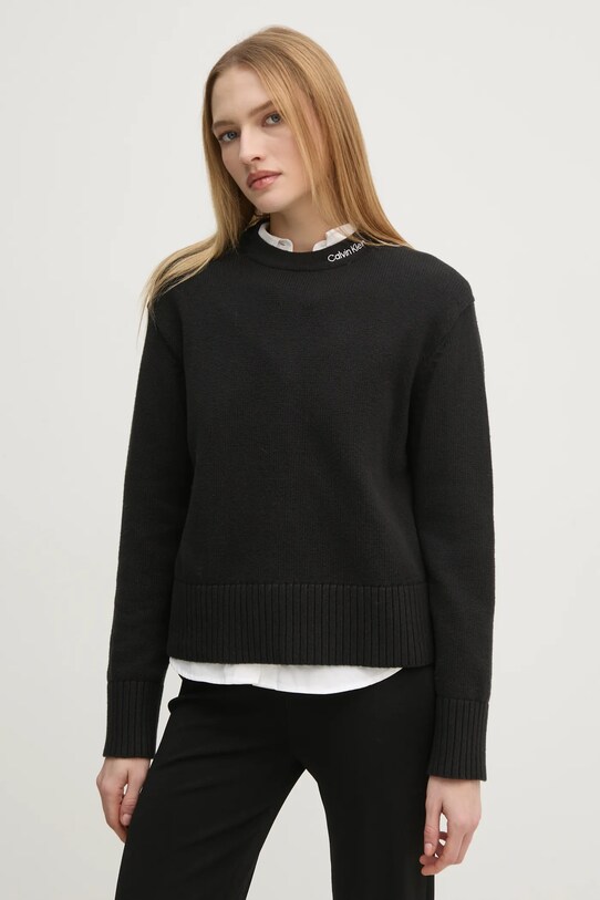 Светр з домішкою вовни Calvin Klein Jeans чорний J20J225073