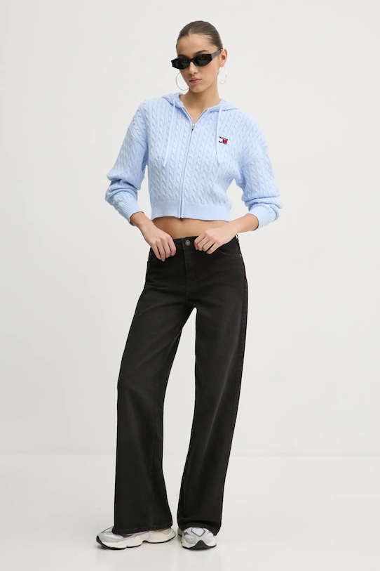 Tommy Jeans sweter bawełniany DW0DW19334 niebieski SS25