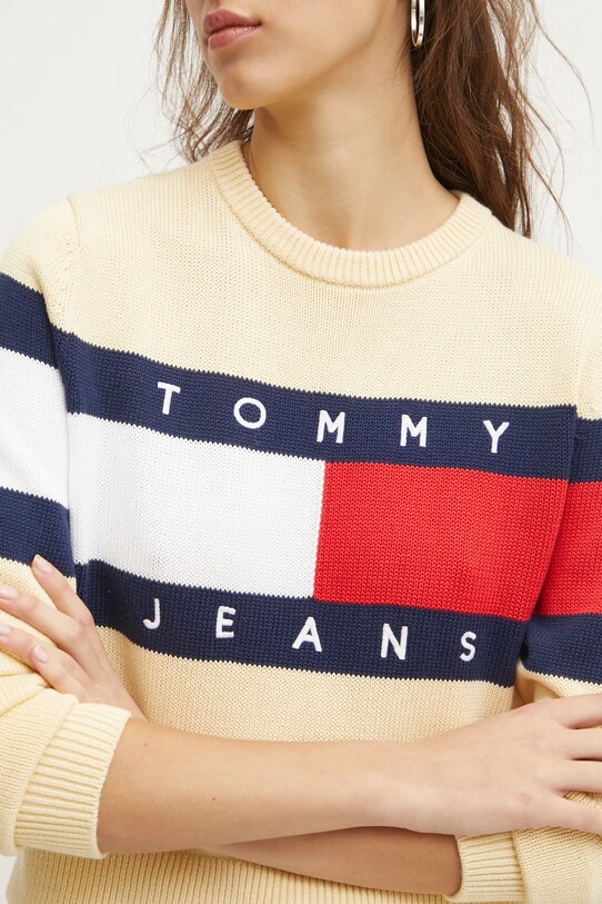 Tommy Jeans pulover de bumbac DW0DW19335 galben