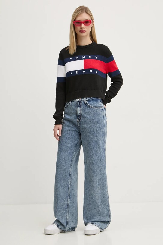 Бавовняний светр Tommy Jeans DW0DW19335 чорний SS25