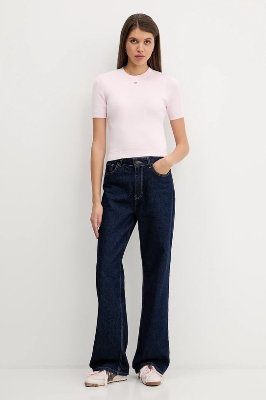 Tommy Jeans sweter bawełniany DW0DW19336 różowy SS26