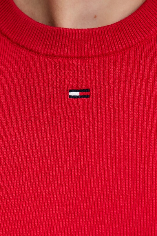Tommy Jeans pamut pulóver piros DW0DW19336