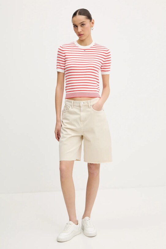 Tommy Jeans pulover de bumbac DW0DW19336 rosu SS25