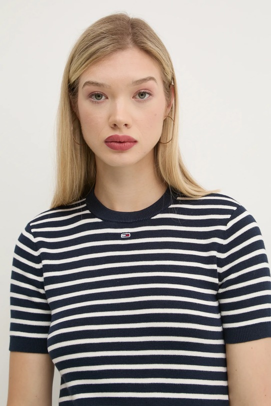 Bavlnený sveter Tommy Jeans tmavomodrá DW0DW19336