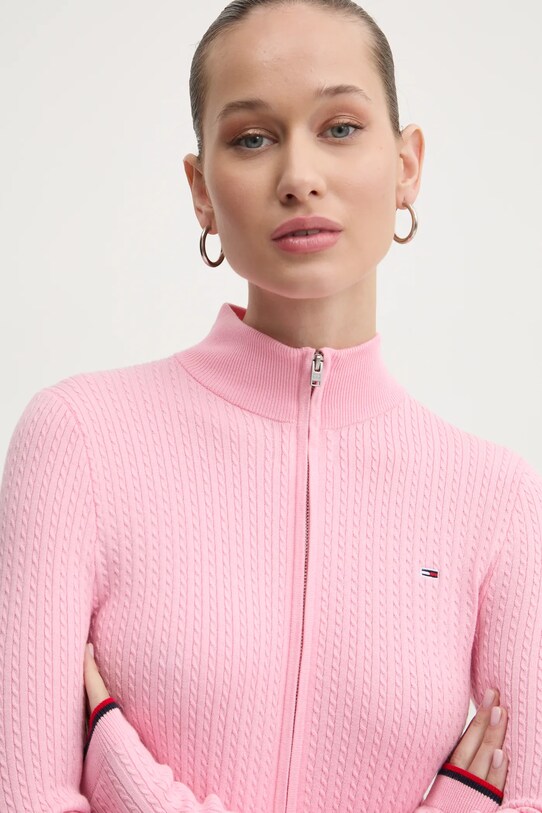 Kardigán Tommy Jeans ružová DW0DW19337