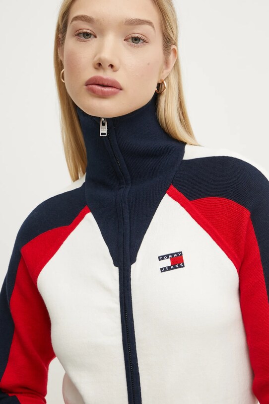 Tommy Jeans kardigan z domieszką wełny beżowy DW0DW19338