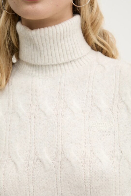 Светр з домішкою вовни Tommy Jeans DW0DW19389 бежевий