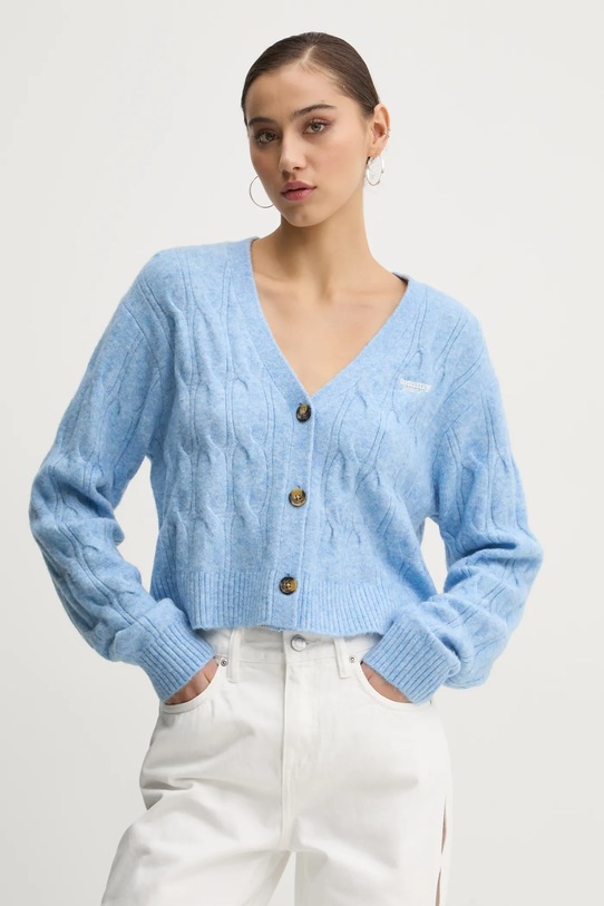 Tommy Jeans cardigan din amestec de lână fixat albastru DW0DW20447