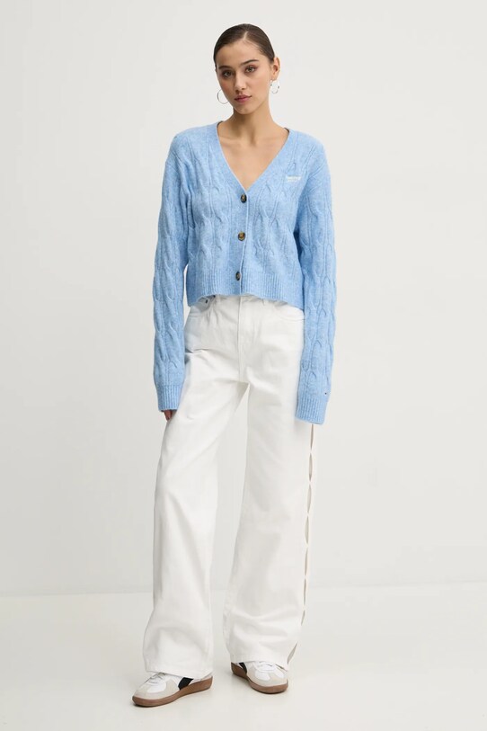 Tommy Jeans cardigan din amestec de lână DW0DW20447 albastru SS25