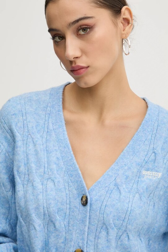 Tommy Jeans cardigan din amestec de lână albastru DW0DW20447