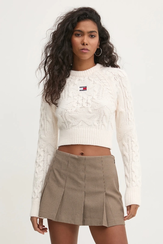 Tommy Jeans pulover din amestec de lana grosime medie roz DW0DW19882