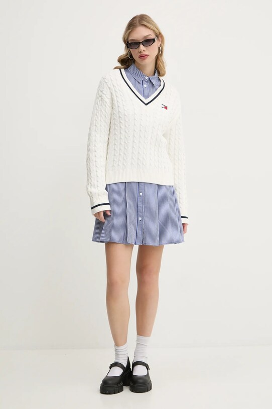 Tommy Jeans pulover de bumbac DW0DW19885 bej SS25