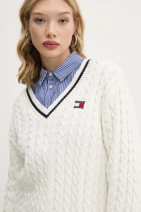 Tommy Jeans sweter bawełniany beżowy DW0DW19885