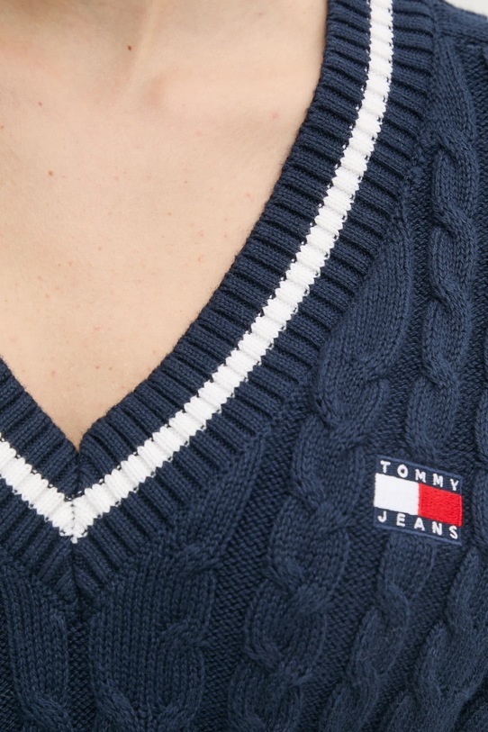 Tommy Jeans pulover de bumbac DW0DW19885 bleumarin