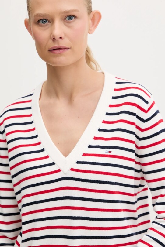 Tommy Jeans pamut pulóver fehér DW0DW19888