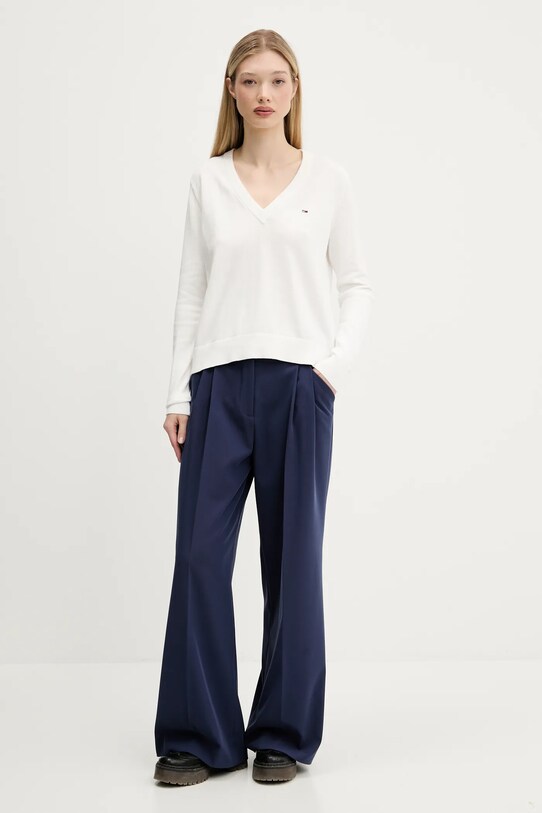 Tommy Jeans pulover de bumbac DW0DW19888 alb SS25