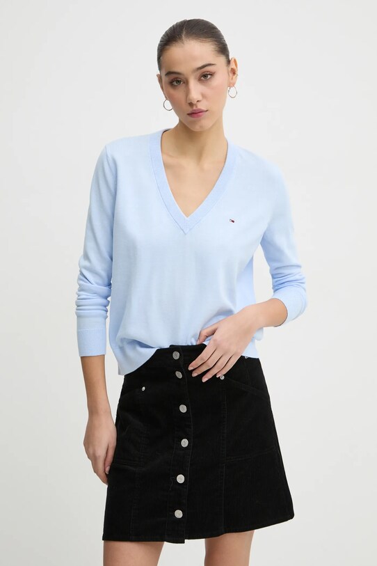 Tommy Jeans sweter bawełniany bawełna niebieski DW0DW19888