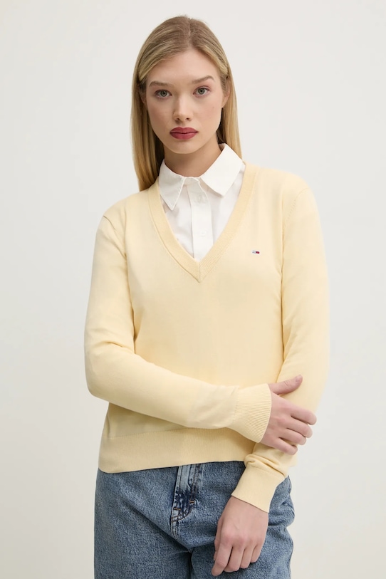 Бавовняний светр Tommy Jeans бавовна жовтий DW0DW19888