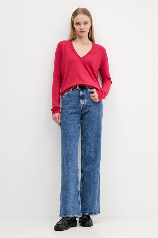 Tommy Jeans sweter bawełniany DW0DW19888 różowy AW25