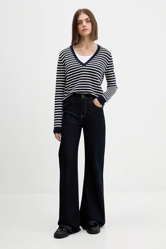 Хлопковый свитер Tommy Jeans DW0DW19888 тёмно-синий AW25