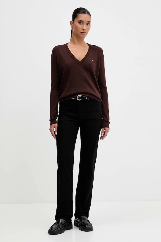 Хлопковый свитер Tommy Jeans DW0DW19888 коричневый AW25