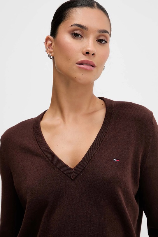 Tommy Jeans sweter bawełniany brązowy DW0DW19888