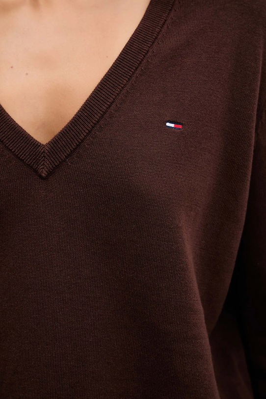 Хлопковый свитер Tommy Jeans DW0DW19888 коричневый