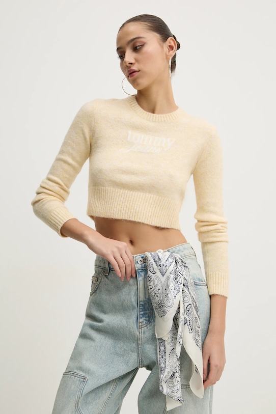 Светр з домішкою вовни Tommy Jeans з додаванням вовни жовтий DW0DW19895